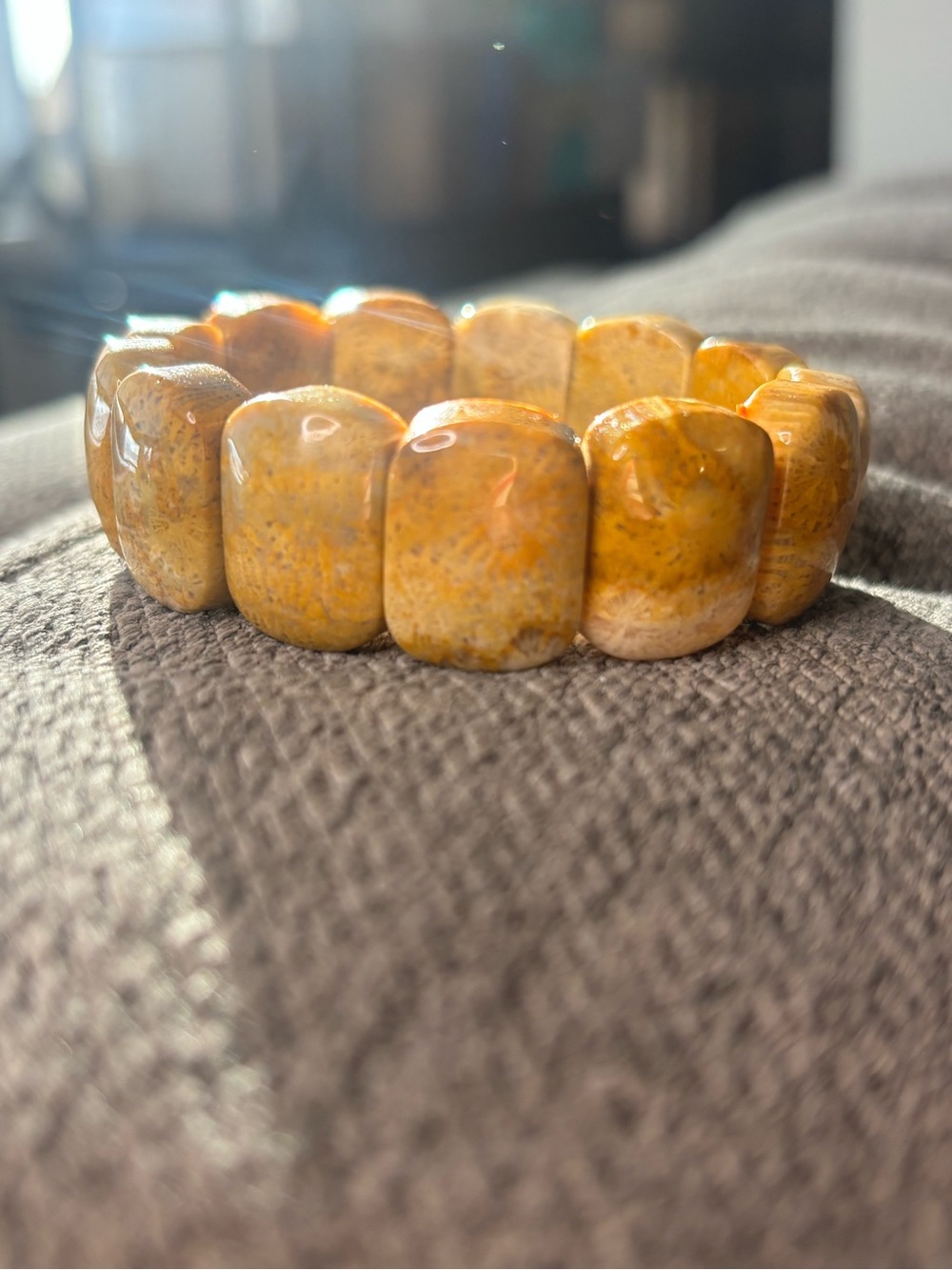 Coral Jade Stretch Bracelet